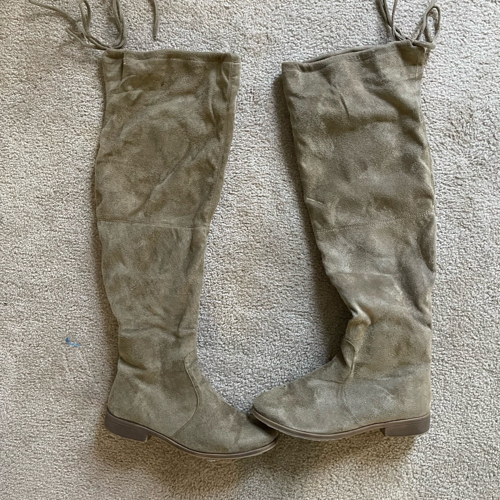 Knee length beige boots